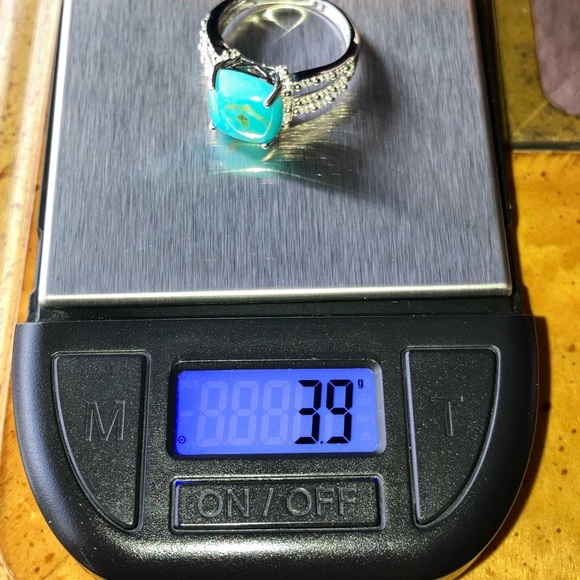 Genuine Kingman Turquoise Sterling Silver Ring Size 8